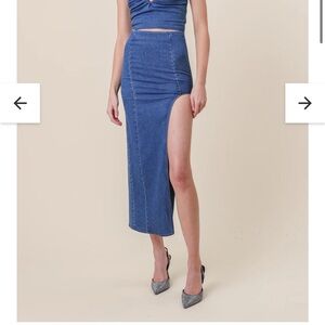 REVOLVE Denim Skirt Joey Maxi Line & Dot